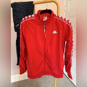 Kappa Red Retro Track Jacket Logo Tape Sleeves Athletic Jacket Size Medium
